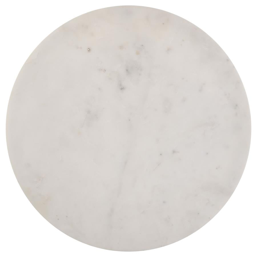 Miguel Round Marble Top Coffee Table White and Black-5