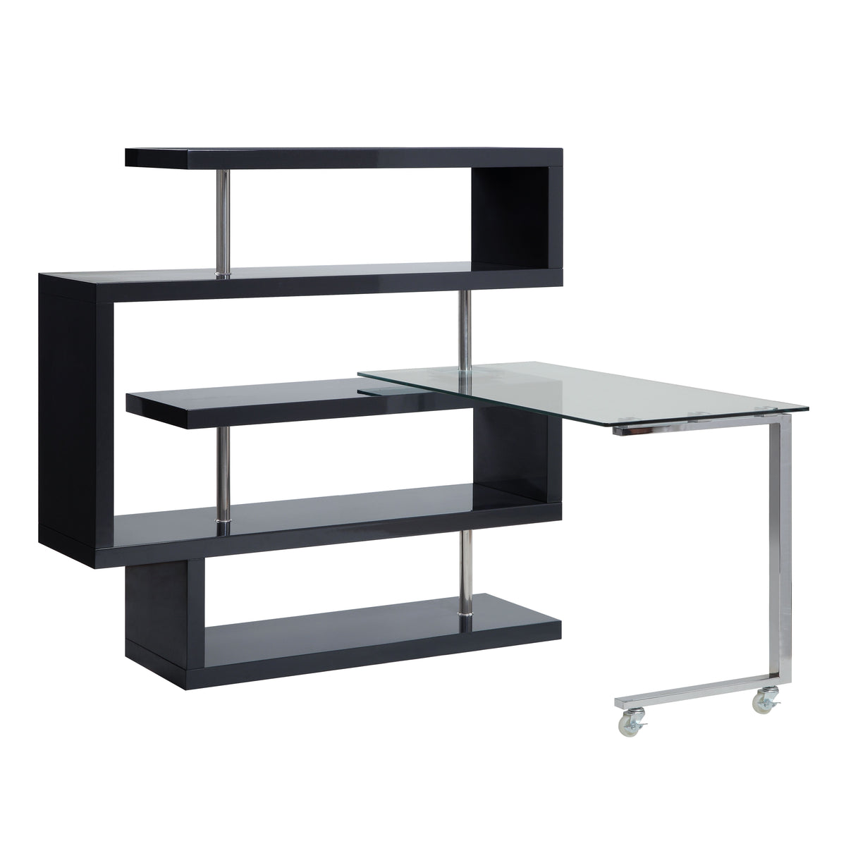 ACME Buck II Writing Desk with Bookshelf – front view – Lusso Furniture Miami