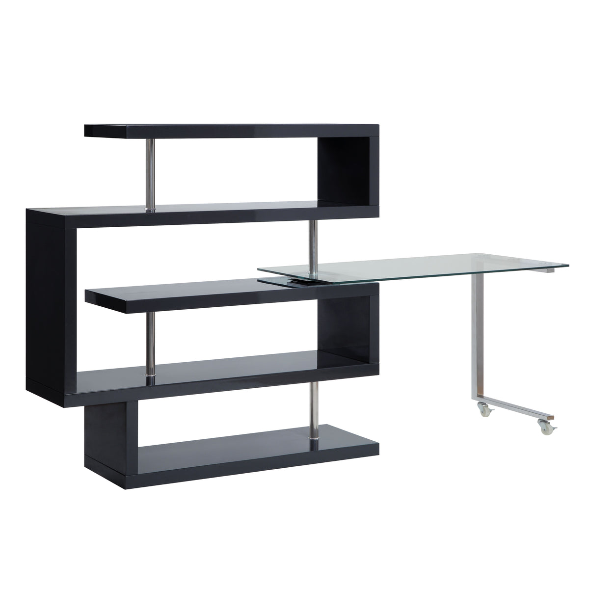 ACME Buck II Writing Desk with Bookshelf – angle view – Lusso Furniture Miami