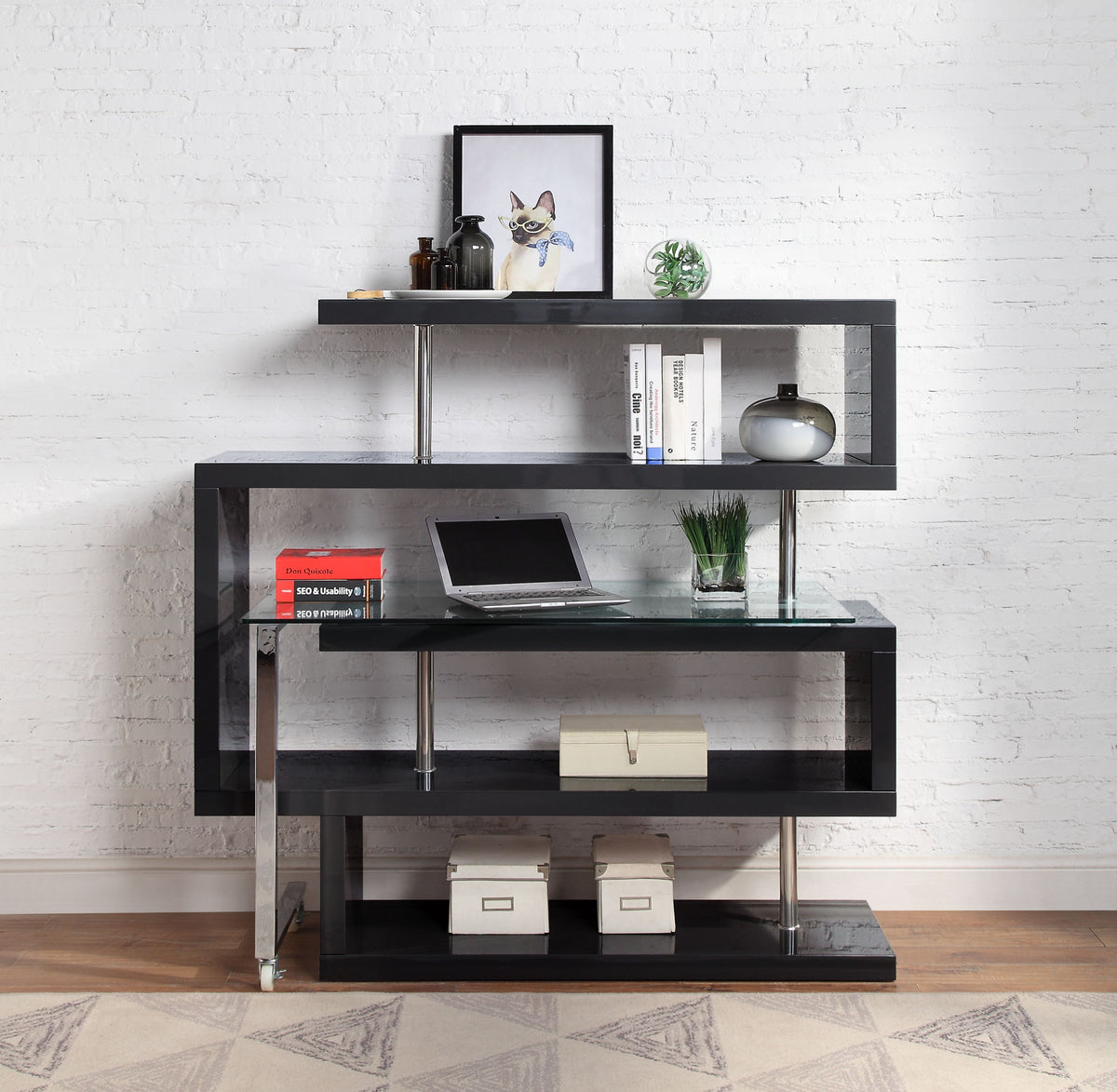 ACME Buck II Writing Desk with Bookshelf – close-up – Lusso Furniture Miami