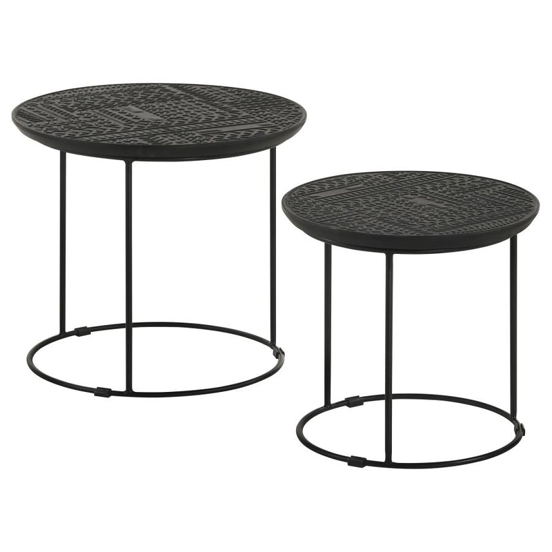Loannis 2-piece Round Mango Wood Nesting Table Matte Black-zoom-