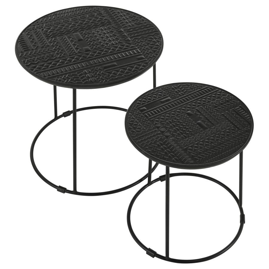 Loannis 2-piece Round Mango Wood Nesting Table Matte Black-3