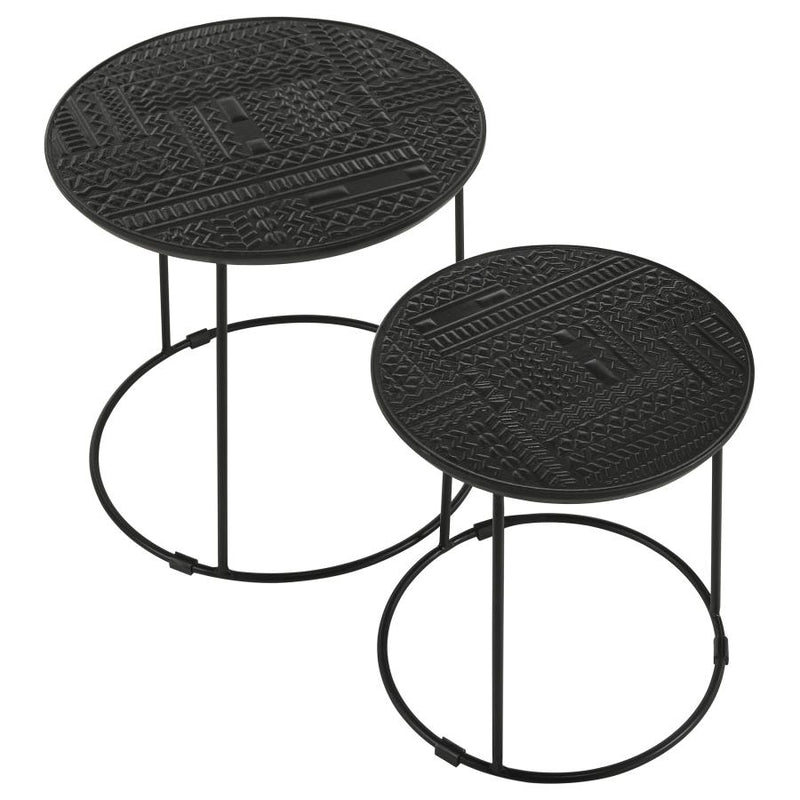 Loannis 2-piece Round Mango Wood Nesting Table Matte Black-zoom-