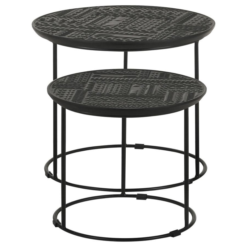 Loannis 2-piece Round Mango Wood Nesting Table Matte Black-zoom-