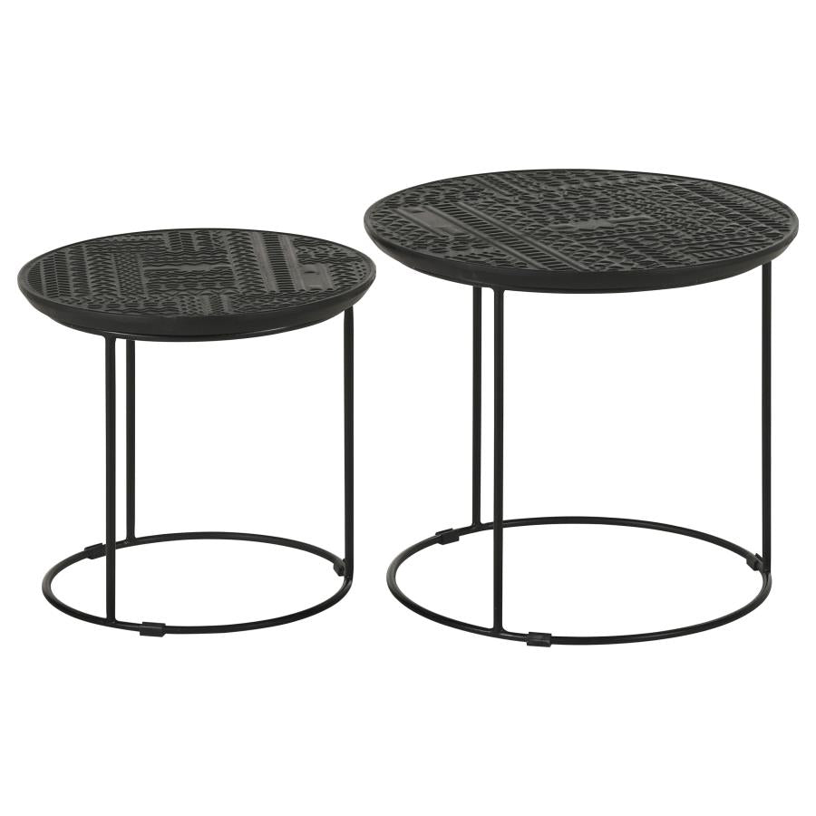 Loannis 2-piece Round Mango Wood Nesting Table Matte Black-5