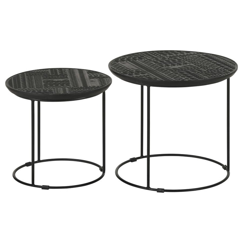 Loannis 2-piece Round Mango Wood Nesting Table Matte Black-zoom-