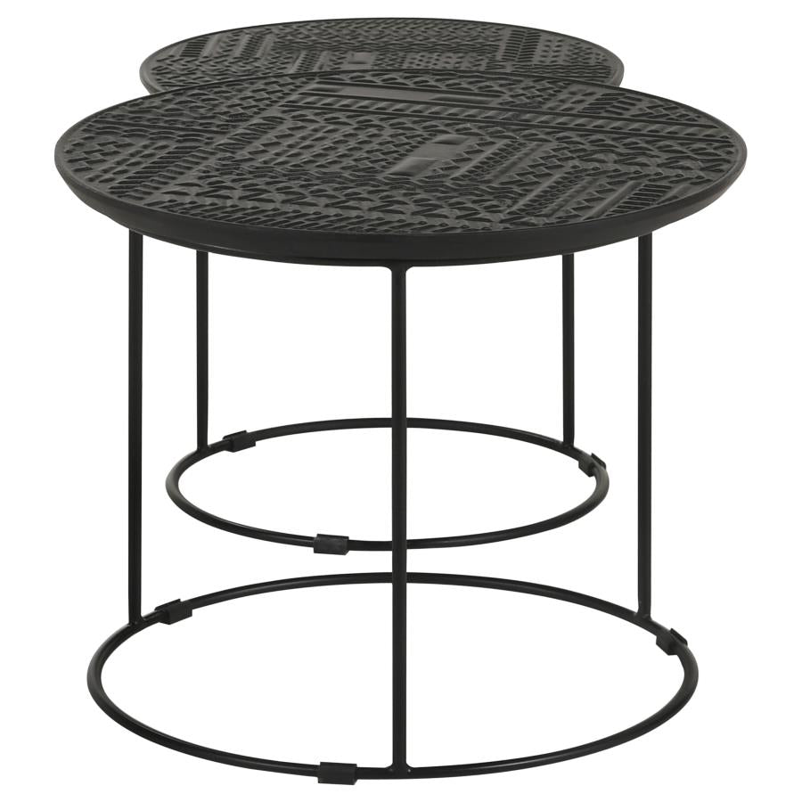 Loannis 2-piece Round Mango Wood Nesting Table Matte Black-6