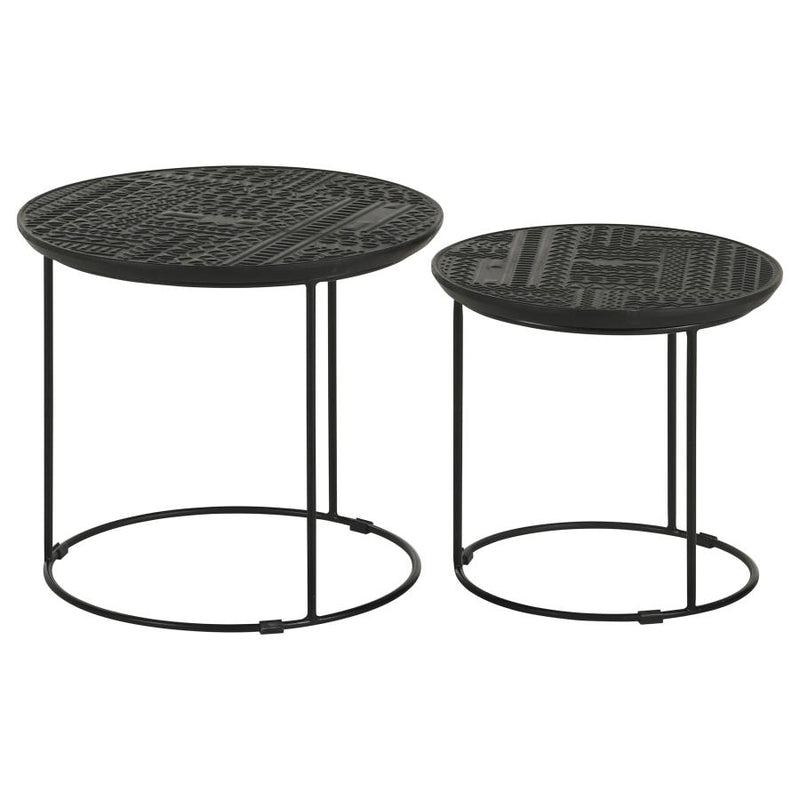 Loannis 2-piece Round Mango Wood Nesting Table Matte Black-zoom-