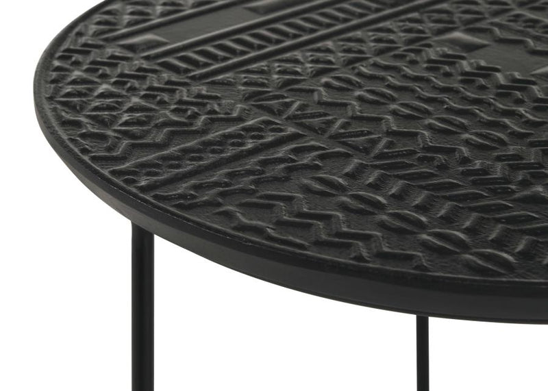 Loannis 2-piece Round Mango Wood Nesting Table Matte Black-zoom-