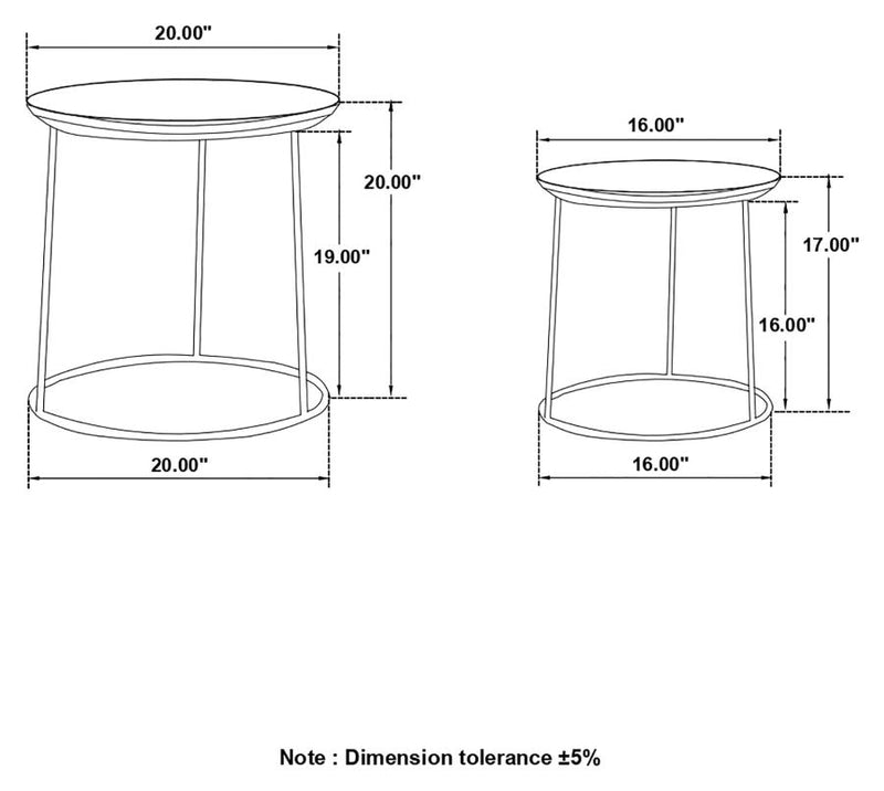Loannis 2-piece Round Mango Wood Nesting Table Matte Black-zoom-