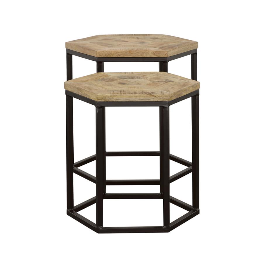 Adger 2-piece Hexagonal Nesting Tables Natural and Black-4