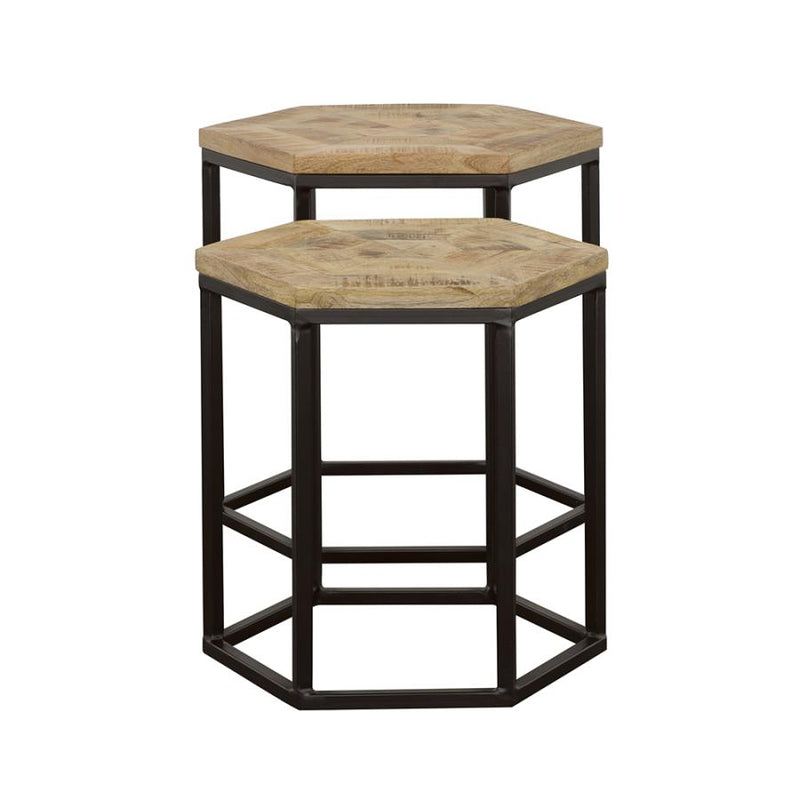 Adger 2-piece Hexagonal Nesting Tables Natural and Black-zoom-