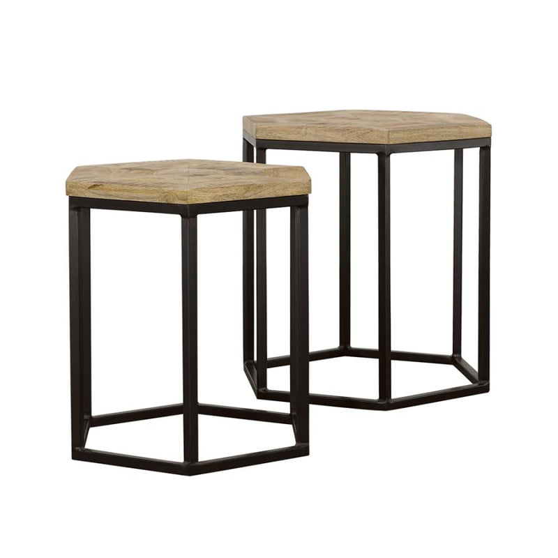 Adger 2-piece Hexagonal Nesting Tables Natural and Black-zoom-