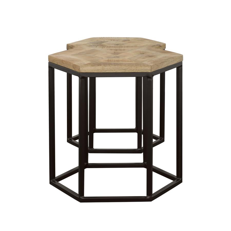 Adger 2-piece Hexagonal Nesting Tables Natural and Black-zoom-6