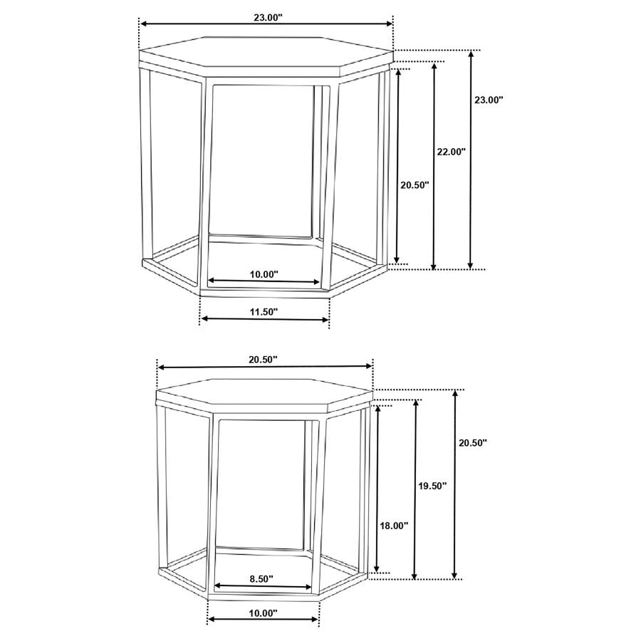 Adger 2-piece Hexagonal Nesting Tables Natural and Black-zoom-9