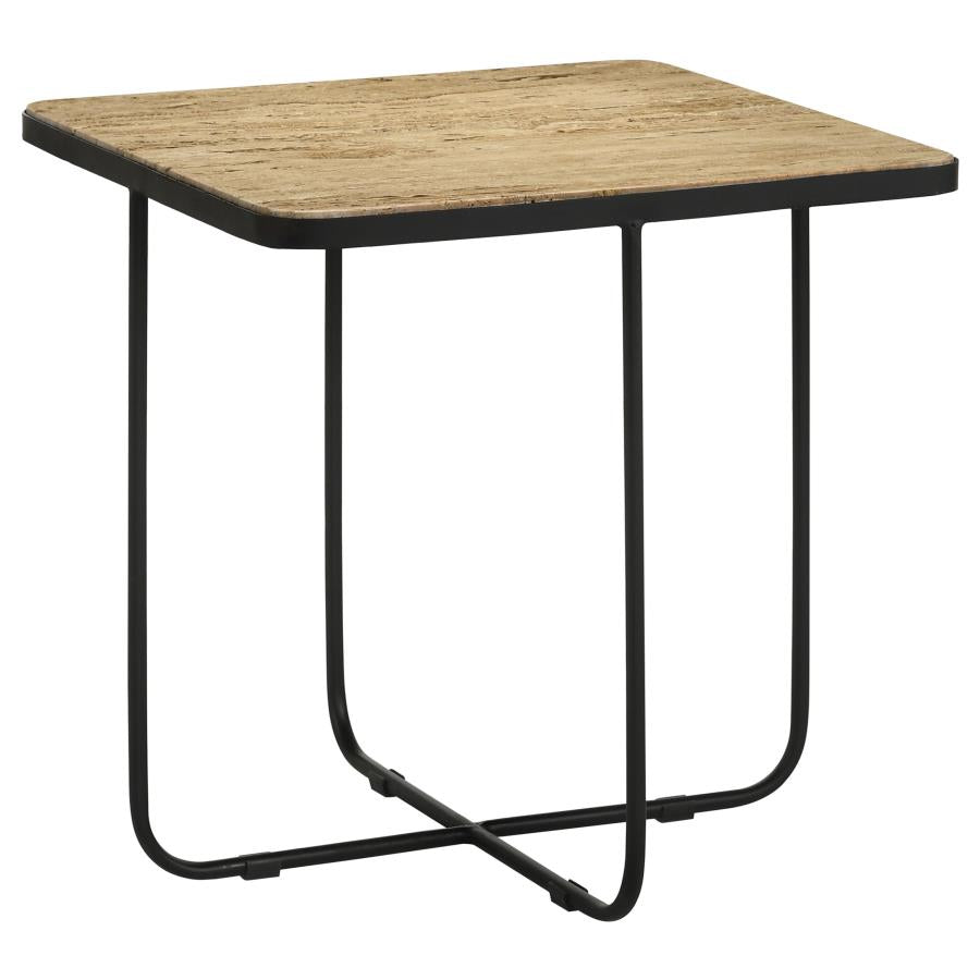Elyna Square Stone Top Accent Side Table Beige-1