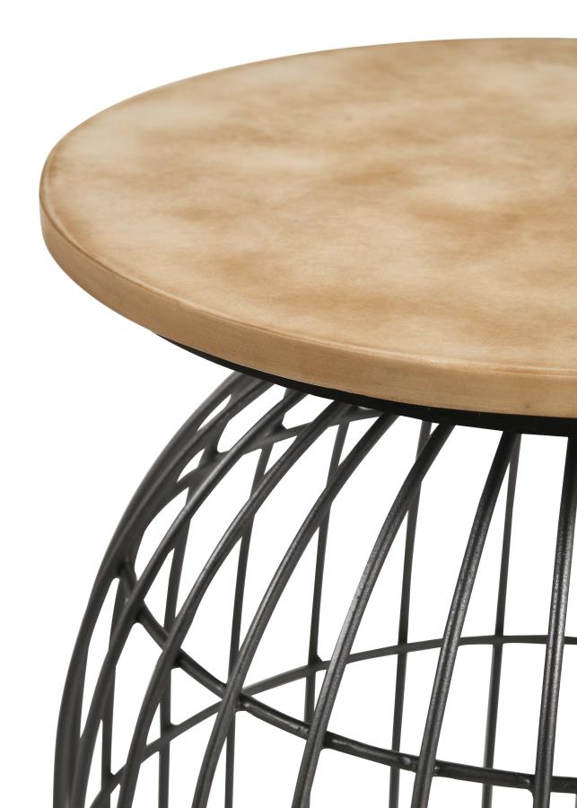 Bernardo Round Wire Frame Side Table Natural and Gunmetal-4