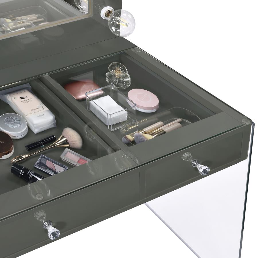 Afshan 3-drawer Vanity Set with Lighting Grey High Gloss-zoom-5