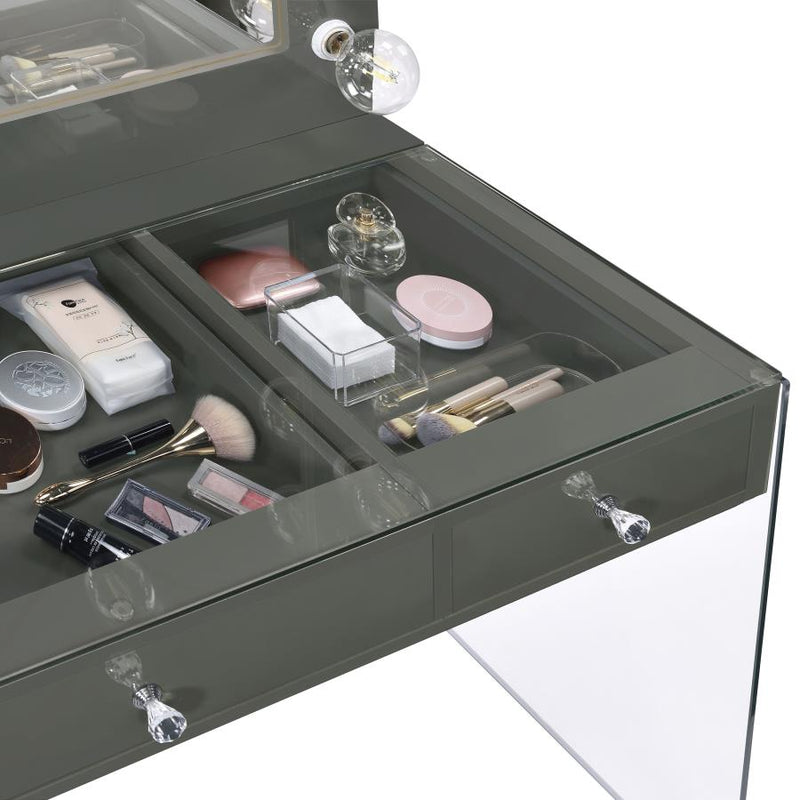 Afshan 3-drawer Vanity Set with Lighting Grey High Gloss-zoom-
