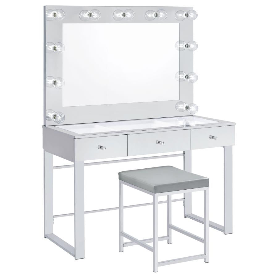 Umbridge Upholstered Square Padded Cushion Vanity Stool-4