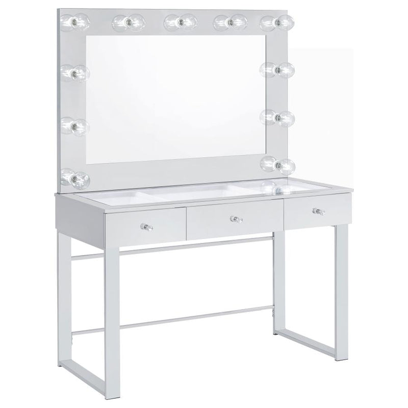 Umbridge 3-drawer Vanity Set with Lighting Chrome and White-zoom-