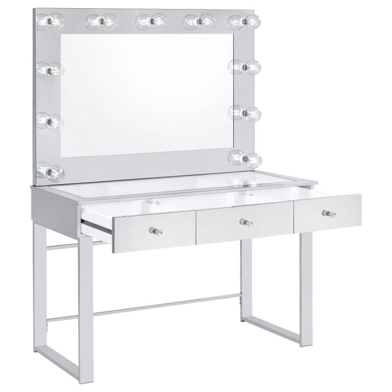 Umbridge 3-drawer Vanity Set with Lighting Chrome and White-zoom-