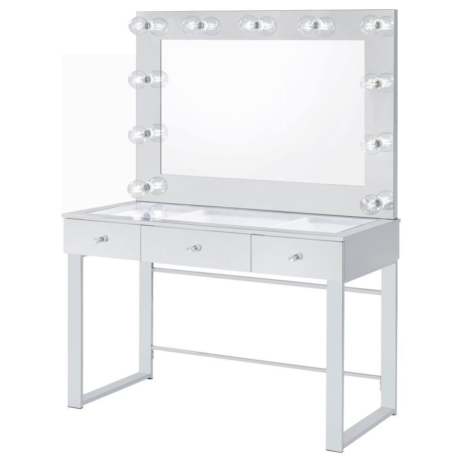 Umbridge 3-drawer Vanity Set with Lighting Chrome and White-4