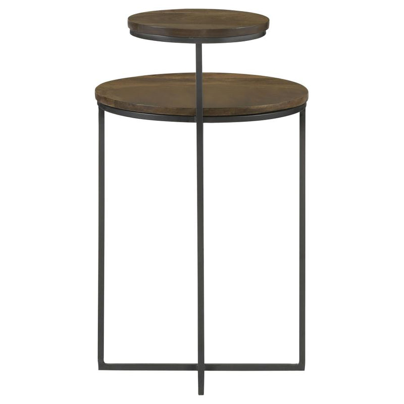 Yael Round Mango Wood Accent Side Table Natural and Gunmetal-zoom-