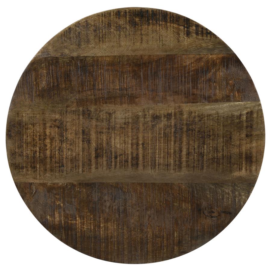Aurora Round Drum Base Accent Side Table Natural and Black-zoom-4