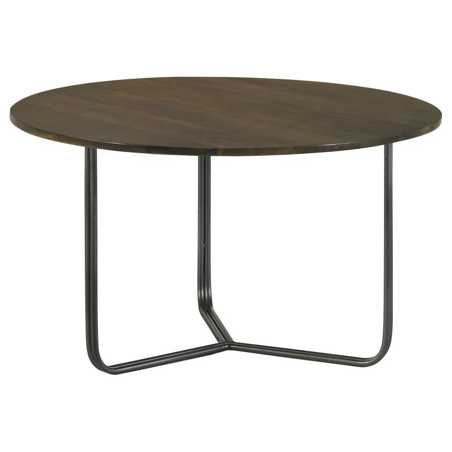 Yaritza Round Mango Wood Coffee Table Natural and Gunmetal-1
