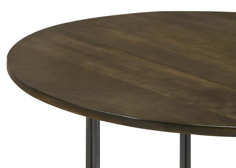 Yaritza Round Mango Wood Coffee Table Natural and Gunmetal-zoom-