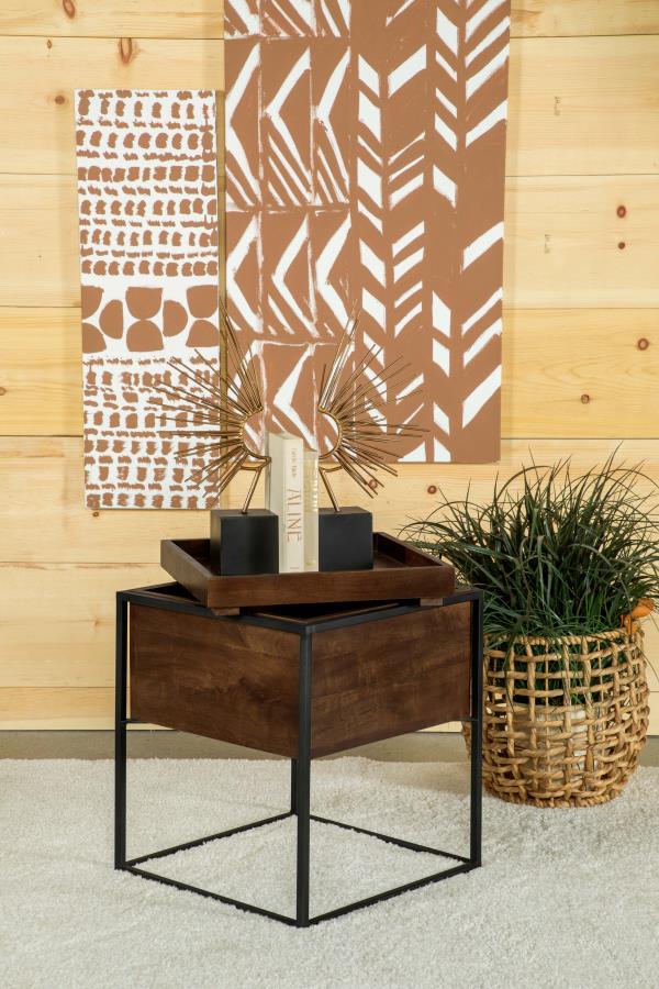 Ondrej Square Accent Side Table Removable Tray Dark Brown-2