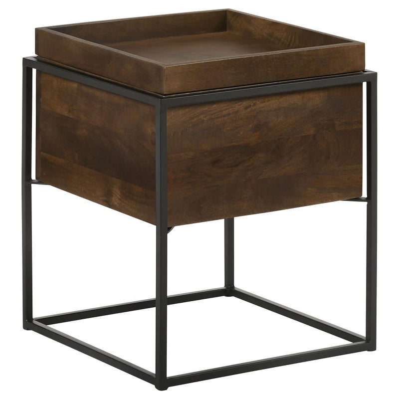 Ondrej Square Accent Side Table Removable Tray Dark Brown-zoom-