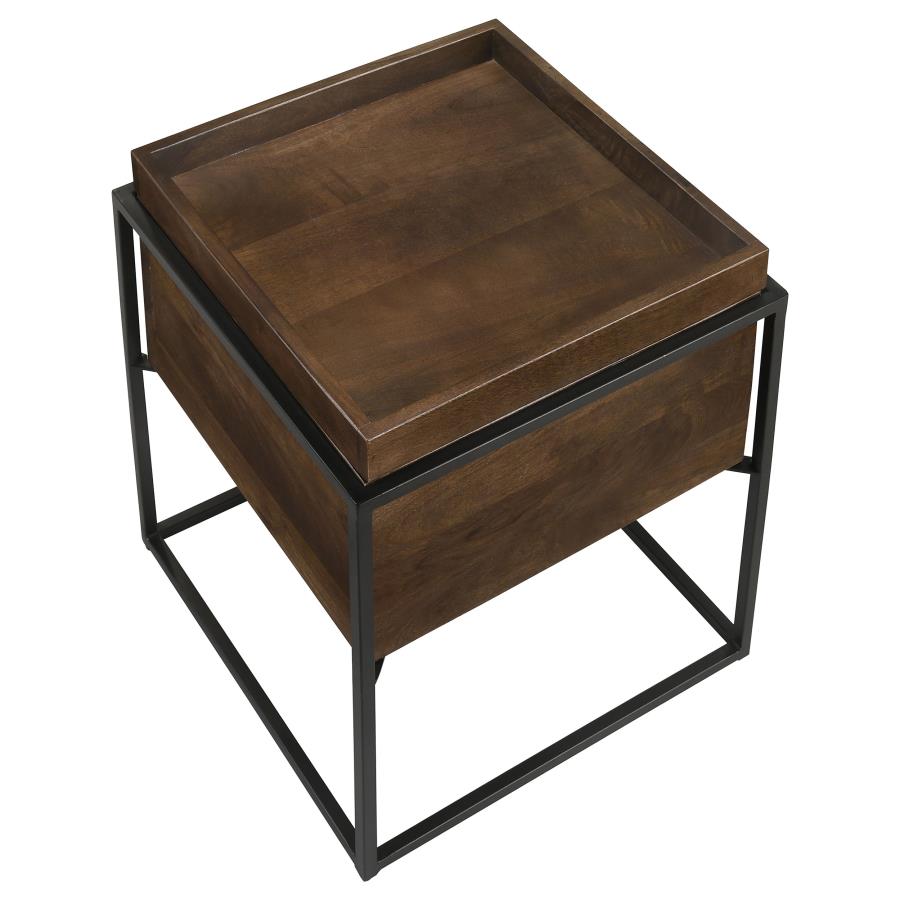 Ondrej Square Accent Side Table Removable Tray Dark Brown-3