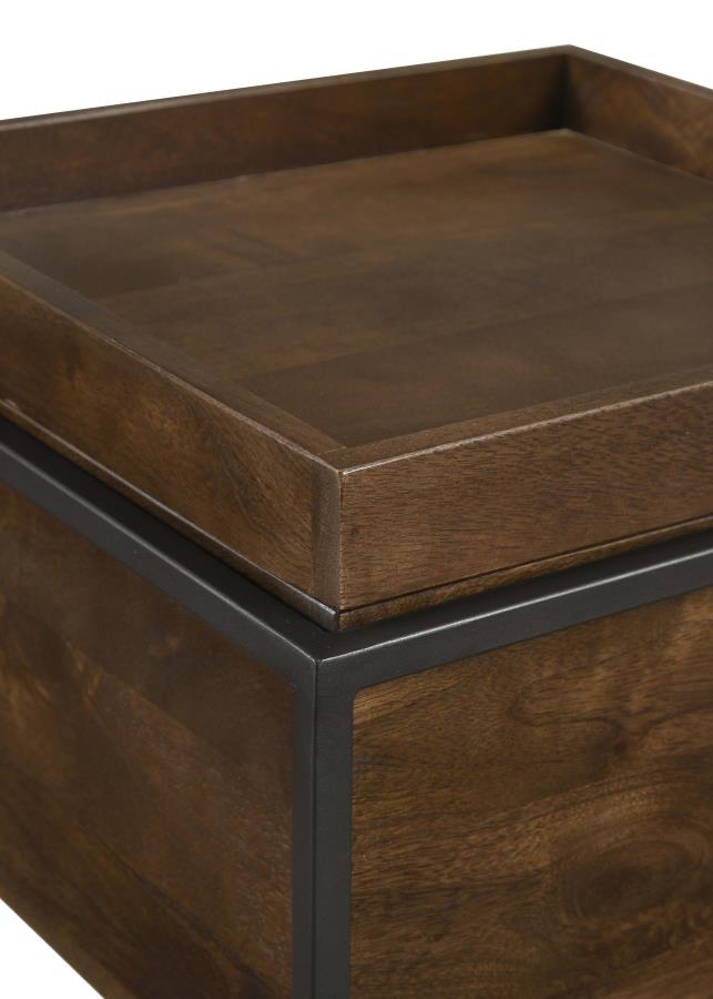 Ondrej Square Accent Side Table Removable Tray Dark Brown-zoom-