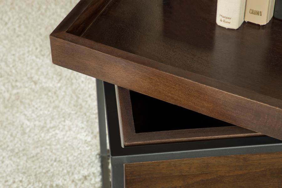 Ondrej Square Accent Side Table Removable Tray Dark Brown-5