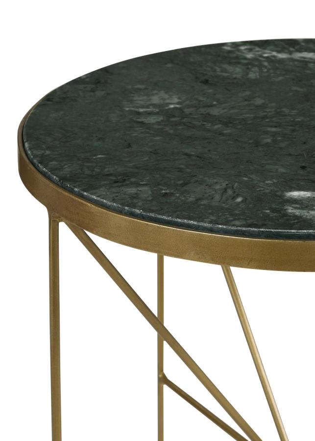 Eliska Round Green Marble Top Accent Side Table Antique Gold-zoom-4