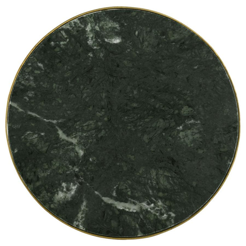 Eliska Round Green Marble Top Accent Side Table Antique Gold-zoom-
