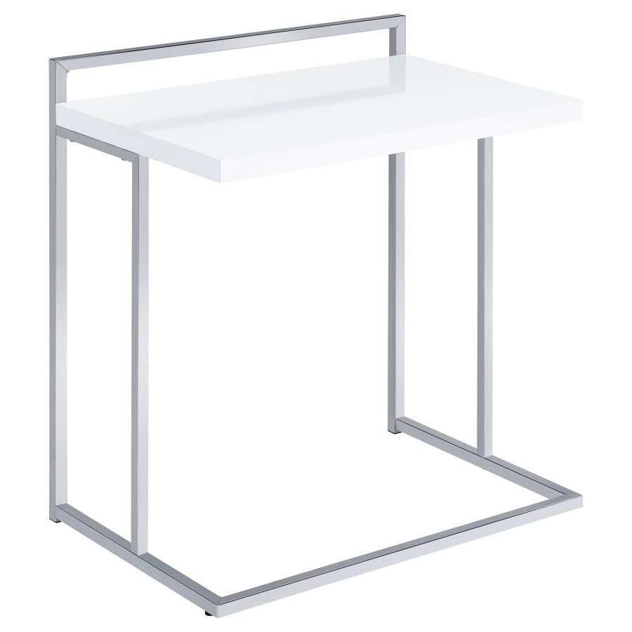 Dani Rectangular C-Shaped Sofa Side Table White High Gloss-1