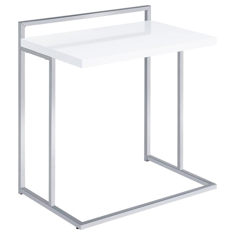 Dani Rectangular C-Shaped Sofa Side Table White High Gloss-zoom-