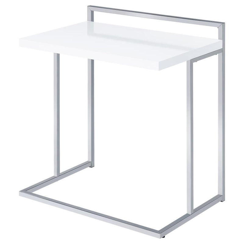 Dani Rectangular C-Shaped Sofa Side Table White High Gloss-zoom-