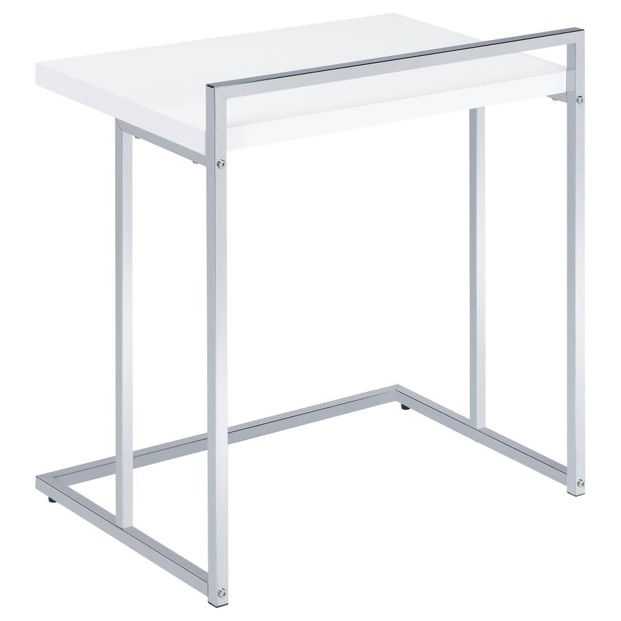 Dani Rectangular C-Shaped Sofa Side Table White High Gloss-zoom-4