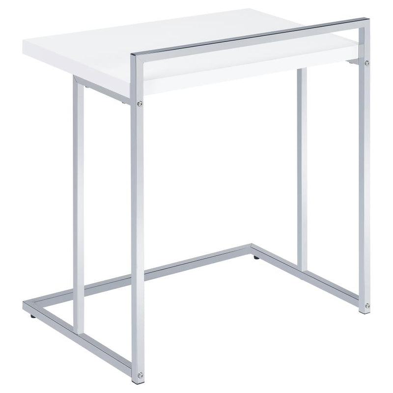 Dani Rectangular C-Shaped Sofa Side Table White High Gloss-zoom-