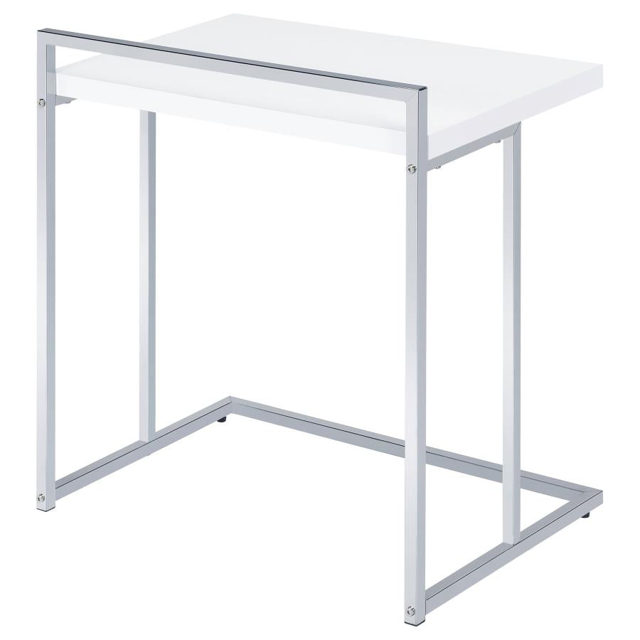 Dani Rectangular C-Shaped Sofa Side Table White High Gloss-5