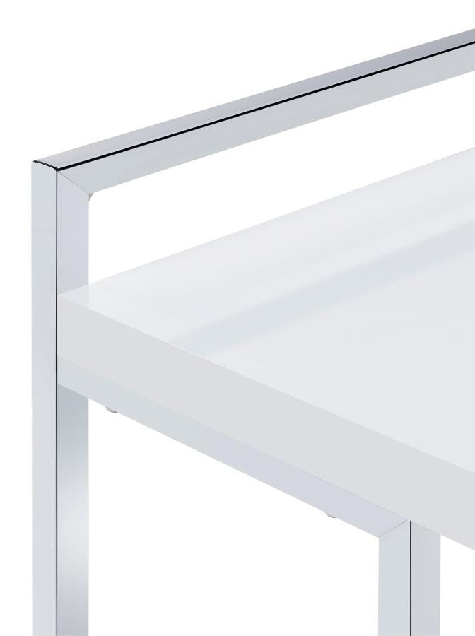Dani Rectangular C-Shaped Sofa Side Table White High Gloss-zoom-