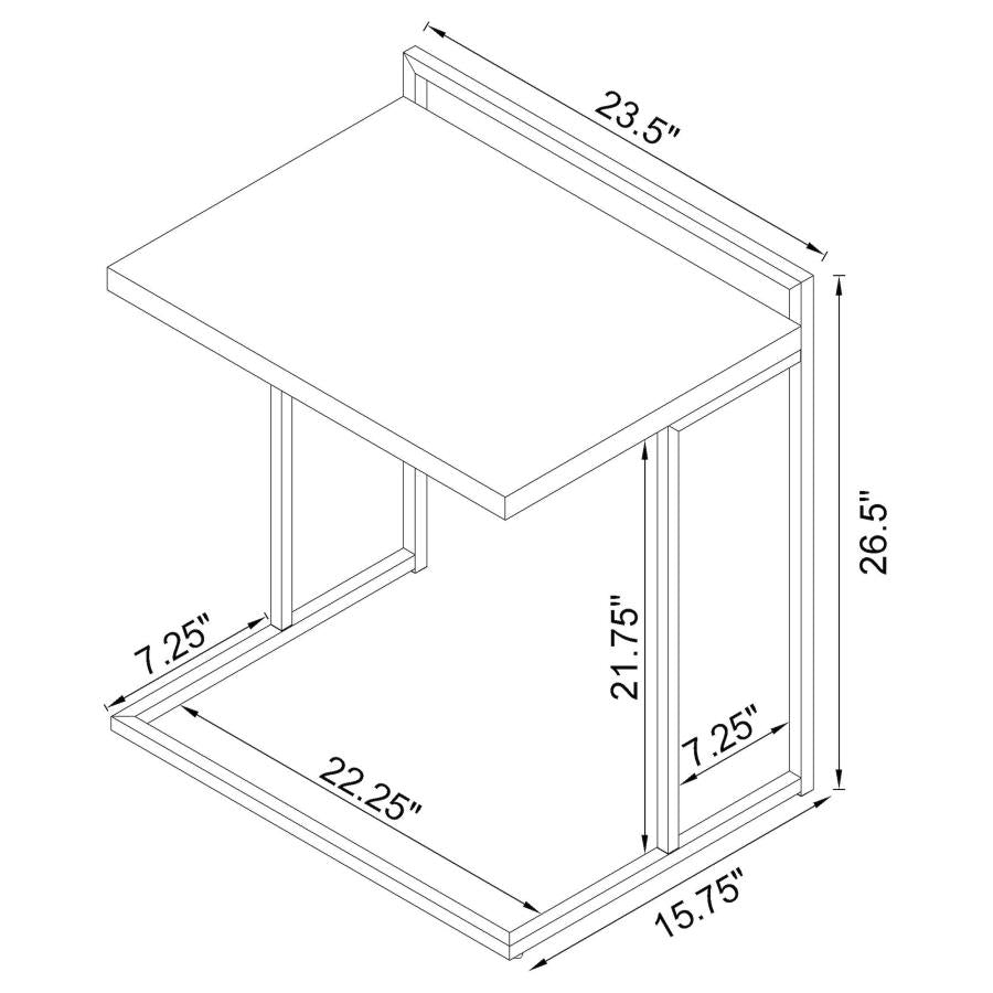 Dani Rectangular C-Shaped Sofa Side Table White High Gloss-8