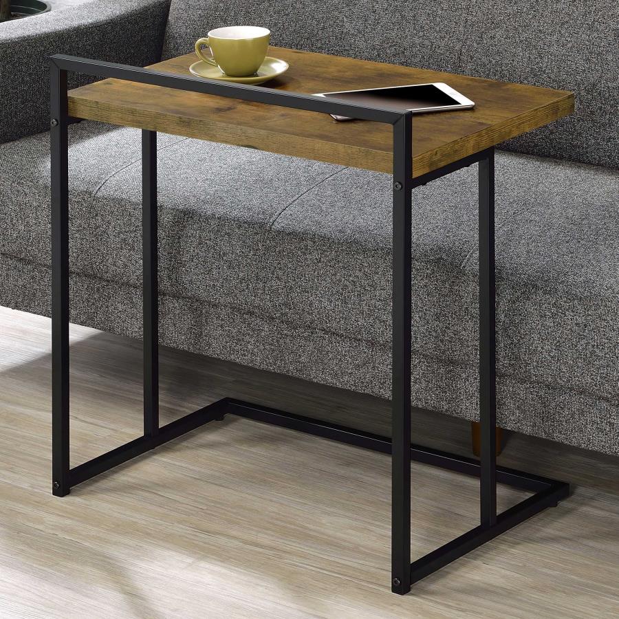 Dani Rectangular C-Shaped Sofa Side Table Rustic Nutmeg-2