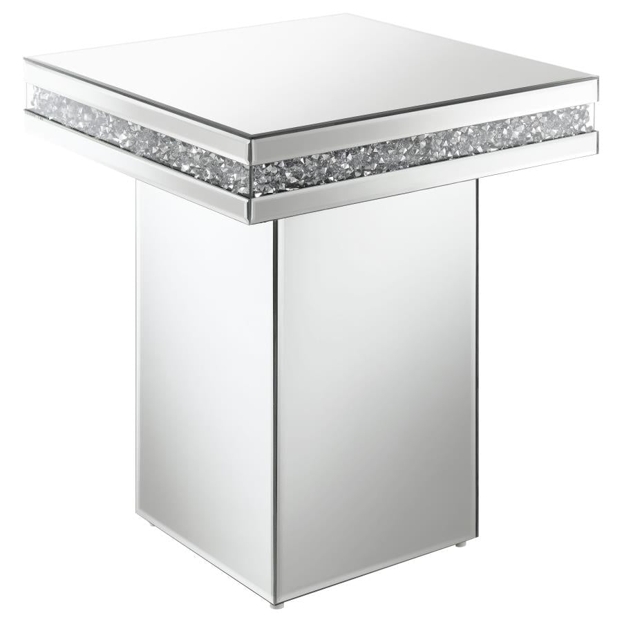 Elora Square Mirrored Accent Side Table Silver-1