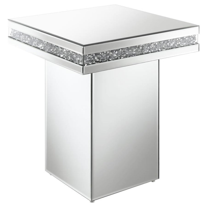 Elora Square Mirrored Accent Side Table Silver-zoom-