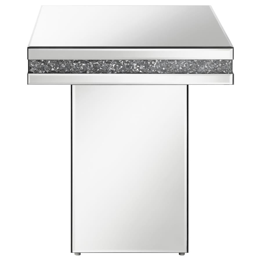 Elora Square Mirrored Accent Side Table Silver-zoom-3